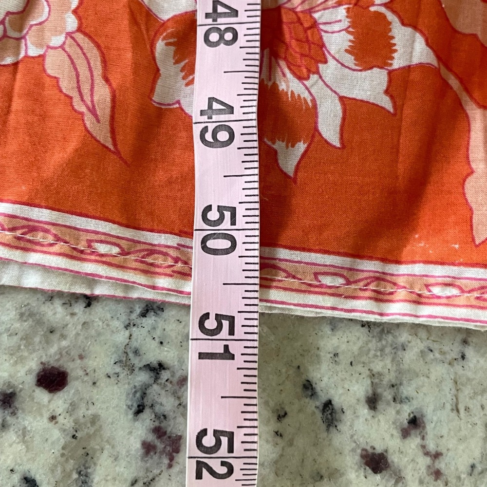 Karni Floral Midi Dress Womens Large Orange Pink Boho Cottagecore Balloon Sleeve - Picture 11 of 11